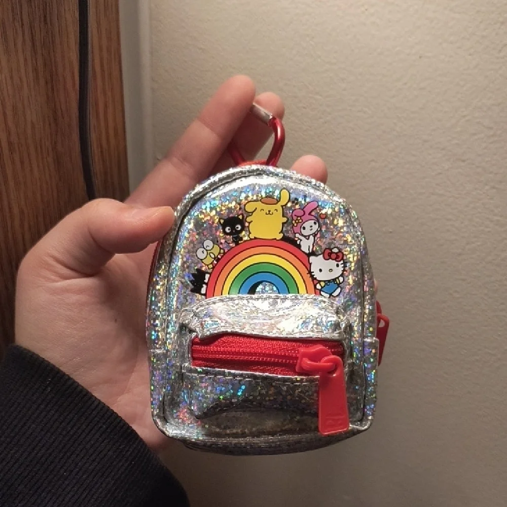 Sanrio Silver Glitter Mini Backpack with Rainbow